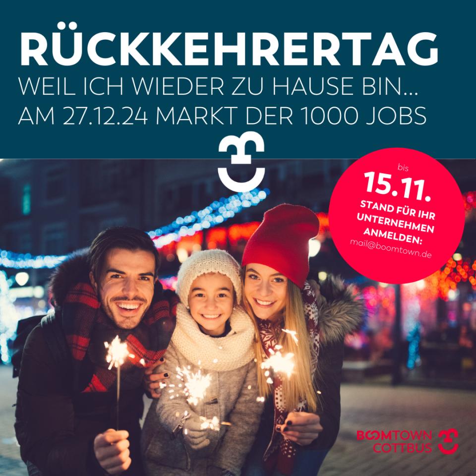 Jetzt Stand sichern: BOOMTOWN Rückkehrertag am 27. Dezember als „Markt der 1000 Jobs“